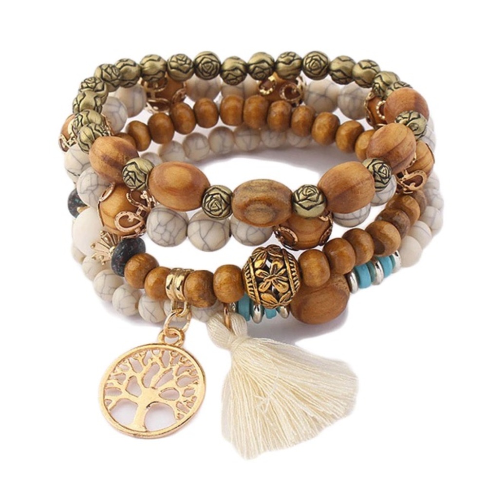 NEW💙💎BUNDLE WOOD MARBLED💛GOLDEN🌹ROSE BEADS💎💙 - Picture 7 of 8